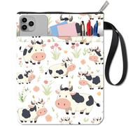 CRASPIRE Funda de Libro Floral con Cremallera Funda para Libro Bolsillo Adicional Tela Lavable Diseño Ganado Doble Cara para Cuadernos Tapa Blanda Tapa Dura Lector Ratón Biblioteca 11x8.6 Pulgada