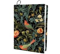 CRASPIRE Funda Elástica para Libro de Flores de 15.8 x 9.8 Pulgada Poliéster Lavable Reutilizable con Diseño Pájaros Y Flores Decorativa para Cuadernos Tapa Dura Accesorios Lectores