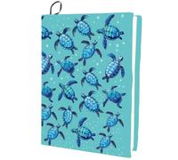 CRASPIRE Funda Elástica para Libros con Diseño de Tortuga Color Azul con Diseño de Animales Marinos Y Océanos Lavable Reutilizable de Nailon para Libros de Tapa Dura de 9x11 pulgada Regalo