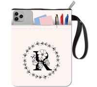 CRASPIRE Funda Flor Libro Cremallera Bolsillo Extra Lavable Tela Letra Inicial R Plantas Protector Libreta Libros Tapa Dura Lector Ratón Biblioteca Escuela Profesora Regalos