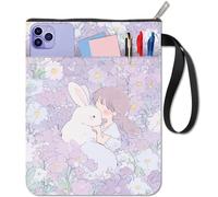 CRASPIRE Funda Libro 11x8.6 pulgada con Diseño Conejo Morado Flores Funda Protectora Libros Bolsillo Lavable con Asa Cremallera Bolsillo Frontal Adicional Amantes los Lectores Cuadernos Regalos Amigos