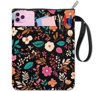 CRASPIRE Funda Libro 11x8.6 pulgada con Diseño Hojas Flores Plantas Funda Protectora Libros Bolsillo Lavable con Asa Cremallera Bolsillo Frontal Adicional Amantes los Lectores Cuadernos Regalos Amigos