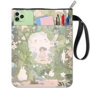 CRASPIRE Funda Libro 11x8.6 Pulgada con Diseño Hojas Verdes Conejo Funda Protectora Libros Bolsillo Lavable con Asa Cremallera Bolsillo Frontal Adicional Amantes los Lectores Cuadernos Regalos Amigos