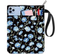 CRASPIRE Funda Libro 11x8.6 Pulgada con Diseño Margaritas Azules Funda Protectora Libros Bolsillo Lavable con Asa Cremallera Bolsillo Frontal Adicional Amantes los Lectores Cuadernos Regalos Amigos