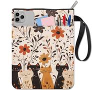 CRASPIRE Funda Libro Diseño Gato Diseño Floral Lavable Impermeable Estampado Flores Animales Cuaderno Tapa Blanda Cremallera Bolsillo Adicional Libros Texto Compañeros Clase Lectores Accesorios