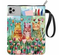 CRASPIRE Funda Libro Diseño Gato Funda Libro Diseño Flores Libros Bolsillo Lavable Cremallera Y Bolsillo Adicional Amantes Libros Y Compañeros Clase