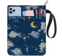 CRASPIRE Funda Libro Diseño Noche Ensueño Nube Oscura Luna Y Estrellas Cuadernos Protector Tela Cremallera Bolsillo Frontal Lavable Y Reutilizable Amantes los Libros Lectores Decoración Bolsillo