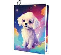CRASPIRE Funda Libro Elástica Adecuada para Libros 7x10 Pulgada Poliéster Estampado Perro Nube Galaxia Fundas Tela Protector Lavable Reutilizable Bolsillo Texto Tapa Dura