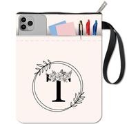 CRASPIRE Funda Libros Cremallera y Bolsillo Extra Rectángulo Tela Lavable Letra Inicial del Alfabeto T Patrón Flores Fundas Protectoras Libros Bolsas Cremallera Tapa Dura Cuadernos