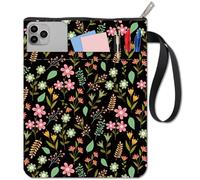 CRASPIRE Funda para Libro con Cremallera Bolsa para Libros de Flores Acuarela Flor Hoja Protector Impermeable para Tela de Bolsillo Fundas para Libros Amantes de los Libros Amigos Compañeros