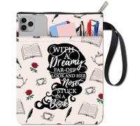 CRASPIRE Funda para Libro con Cremallera Impermeable Bella Princesa Rosa Plumas Fundas para Libros Fundas para Libros de Tela de Bolsillo Protector de Bolsa Libros Amantes Amigos Librescos