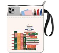 CRASPIRE Funda para Libro con Cremallera y Bolsillo Frontal, Fundas para Libros de café para Tapa Blanda, Tela Lavable, Protector de Libros con Cremallera para Amantes de los Libros, compañeros de