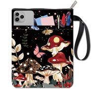 CRASPIRE Funda para Libro con Diseño de Cielo Nocturno Funda para Libro con Diseño de Setas Mariposas Lunas Y Plantas Tela Lavable con Cremallera Y Bolsillo Frontal Funda Protectora para Libro Bolsa
