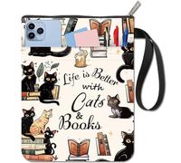 CRASPIRE Funda para Libro con Diseño de Gato Palabras Protectora Libros Bolsillo Tela Lavable Cremallera Y Adicional Amantes los