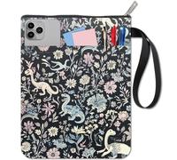 CRASPIRE Funda para Libro con Estampado Floral de Dinosaurios Funda para Libro de Tapa Dura Funda de Libro de Bolsillo Bolsa Lavable con Cremallera Práctica Bolsa de Almacenamiento Cuaderno Escolar