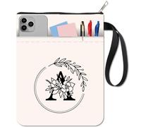 CRASPIRE Funda para Libro con Letra A Funda de Flores Color Blanco Protector de Libros de Bolsillo Funda de Tela Lavable con Cremallera Y Bolsillo Adicional Regalo para Amantes de los Libros