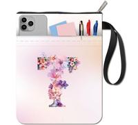 CRASPIRE Funda para Libro con Letra T, Funda Protectora para Libros de Bolsillo, Funda de Tela Lavable con Cremallera Y Bolsillo Adicional para Amantes de los Libros, Regalos para Compañeros de Clase