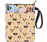 CRASPIRE Funda para Libro de Perro Protector de Libro con Corona Fundas Amarillas para Bolsillo Tela Lavable con Cremallera Y Bolsillo Adicional Amantes