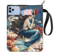 CRASPIRE Funda para Libro de Sirena Protector de Libros de Mundo Submarino Conchas de Coral Fundas para Libros de Bolsillo Funda de Tela Lavable con Cremallera Y Bolsillo Adicional para Amantes