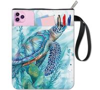 CRASPIRE Funda para Libro de Tortuga Protector de Libros Azul Fundas para Libros de Animales Marinos para Libros de Bolsillo Funda de Tela Lavable para Libros con Cremallera Y Bolsillo Adicional