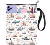 CRASPIRE Funda para Libro de Velero con Protector de Animales Marinos y Ballenas - Funda de Tela Lavable con Cremallera y Bolsillo Adicional