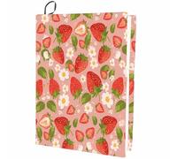 CRASPIRE Funda para Libro Elástica con Diseño de Fresa Color Rosa Lavable Reutilizable Tela de Nailon Grande Protector de Libros de Poliéster Envolturas Elásticas para Cuadernos de 9.4x15.7 Pulgada