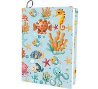 CRASPIRE Funda para Libro Elástica con Diseño de Pulpo Caballitos de Mar Animales Marinos Océano Lavable Reutilizable Tela de Nailon Grande Protector de Libros de Poliéster Envolturas Elásticas para