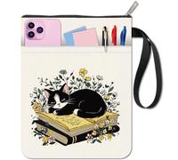 CRASPIRE Funda para Libro Gato Diseño Flores Lavable Impermeable Estampado Floral Animales para Cuaderno Bolsillo Cremallera Y Bolsillo Adicional Libros Texto Compañeros Clase Lectores Accesorios