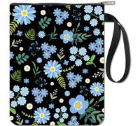 CRASPIRE Funda para Libros Protector de con Flores Azules Fundas En Rústica Tela Lavable Cremallera Y Bolsillo Adicional Amantes los Regalos