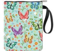 CRASPIRE Funda para Libros Protector de Libros con Mariposas Fundas para Libros con Flores para Libros En Rústica Funda de Tela Lavable para Libros con Cremallera Y Bolsillo Adicional para Amantes