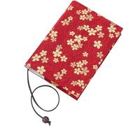 CRASPIRE Funda Protectora de Libros con Diseño de Flores de Cerezo Funda de Tela Ajustable de Color Rojo Funda de Tela Suave Estilo Retro para Libros de Bolsillo Tamaño A6 libros de Tapa Dura