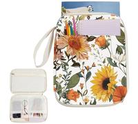CRASPIRE Funda Protectora Libros 12.6x9.4 Pulgada Diseño Girasol Funda Piel Sintética Impermeable Asa Cremallera Bolsillo Frontal Adicional Amantes los Libros Lectores Cuadernos Regalos Amigos