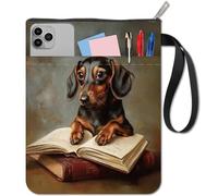 CRASPIRE Funda Protectora Libros Perro Tapa Dura Cremallera Bolsillo Adicional Tela Lavable Impresión A Doble Cara Libros Bolsillo Ideal Lectores Libros 11 x 8.6 Pulgada