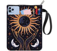 CRASPIRE Funda Protectora para Libro de Tarot, Funda para Libro de Astrología, Funda Misteriosa para Cuaderno de Sol Y Luna con Cremallera Y Bolsillo Adicional para Libros de Tapa Blanda, Tapa Dura, R