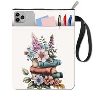 CRASPIRE Funda Protectora para Libros con Cremallera Diseño Retro Bohemio con Motivos Florales Funda para Libros de Bolsillo Lavable con Bolsillo Adicional Funda con Cremallera para Libros