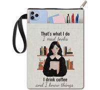 CRASPIRE Funda Protectora para Libros con Palabras Funda de Tela Lavable con Cremallera Y Bolsillo Adicional para Amantes de los Libros Compañeros de Clase