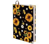 CRASPIRE Fundas de Tela para Libros A5 Sunflower Jumbo Reutilizables para Libros de Texto de Tapa Dura de 12.4x8.8 Pulgadas con Correa para Etiquetas Lavables para Aulas