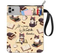 CRASPIRE Fundas para Libros con Diseño de Gatos Funda Protectora para Libros de Animales Funda de Tela Lavable con Cremallera Y Bolsillo Adicional para Amantes de los Libros Regalos para Compañeros de