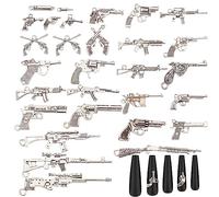 CRASPIRE Gun Charms 30pcs Gun Nail Charms Aleación de Plata Antigua Arma Charm Colgante con Agujero para DIY Nail Art Collar Pulsera Joyería Fabricación Accesorios