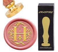 CRASPIRE Letra H Sello de Cera de Sellado Retro Alfabeto Iniciales Sellos de Cera Clásico Vintage 26 Letra AZ 25 mm Cabeza de Latón Extraíble Mango de Madera para Invitación de Boda Sobres