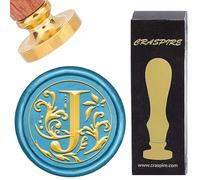 CRASPIRE Letra J Iniciales Sellado Sello de Cera Alfabeto Retro Sellos de Cera Clásico Vintage 26 Letra AZ 25 mm Cabeza de Latón Extraíble Mango de Madera para sobre Invitación Adorno Decoración