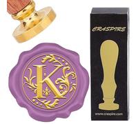 CRASPIRE Letra K Iniciales Sellado Sello de Cera Alfabeto Retro Sellos de Cera Clásico Vintage 26 Letra AZ 25 mm Cabeza de Latón Extraíble Mango de Madera para Invitación de Aniversario de Boda