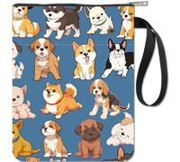 CRASPIRE Lindo Perro Fondo Libro Funda con Cremallera Amantes de los Libros Regalos Tapa Dura Bolsa Impermeable Protector Bolsillo Frontal para Mujeres Amigas Lectoras