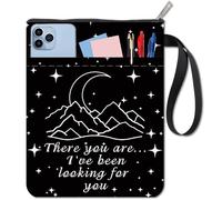 CRASPIRE Luna Libro Funda con Cremallera Bolsillo Adicional Impermeable Bolsa Montaña Protección Portátil Cuerda Doble Cara Funda Libros Tapa Dura Cuaderno Biblia Diario Texto Rústica