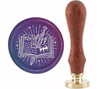 CRASPIRE Magic Book Wax Seal Stamp Sword Sealing Wax Stamps Stars 30 mm / 1.18 Pulgadas Cabeza de Latón Extraíble Sello de Sellado con Mango de Madera para Invitaciones Tarjetas Papel de Regalo