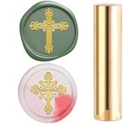 CRASPIRE Mini Sello Lacre 15mm Columna Latón Dorado Cruz Doble Cara Sellos Sellado Cruz Retro Vintage para Pascua Bodas Adornos Sobres Invitaciones Fiesta Paquetes Vino Regalo