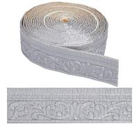 CRASPIRE Moldura de Corona Autoadhesiva de 394 x 3.14 pulgada Flexible 3D Color Gris Plateado Borde de Papel Tapiz Borde de Zócalo Borde de Pared Adhesivo de Espejo Líneas de Base de Espuma