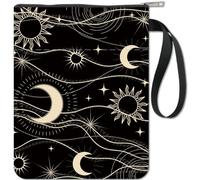 CRASPIRE Moon Book Sleeve Sun Protector Star Black Fundas para Libros de Bolsillo Funda Tela Lavable con Cremallera Y Adicional Amantes los Regalos