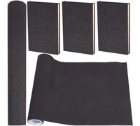 CRASPIRE Paño de Lino para Libros de 2000x425 mm para Encuadernación de Libros Superficie de Tela Autoadhesiva Negra Cubierta para Libros con Respaldo de Papel Álbum de Recortes Cubierta Protectora