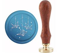 CRASPIRE Papel Grulla Sello de Cera Sello Estrella Sellos de Cera 30 mm Retro Vintage Cabeza de Sello de Latón Extraíble con Mango de Madera para Invitaciones Tarjetas Envoltura de Regalos